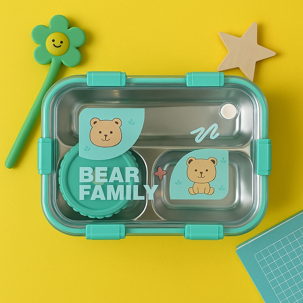 Bear Bento Steel Lunch Box - KIQOO