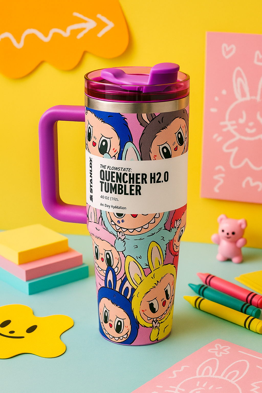 Kiwoo Labubu Stanley Quencher H2.0 Tumbler