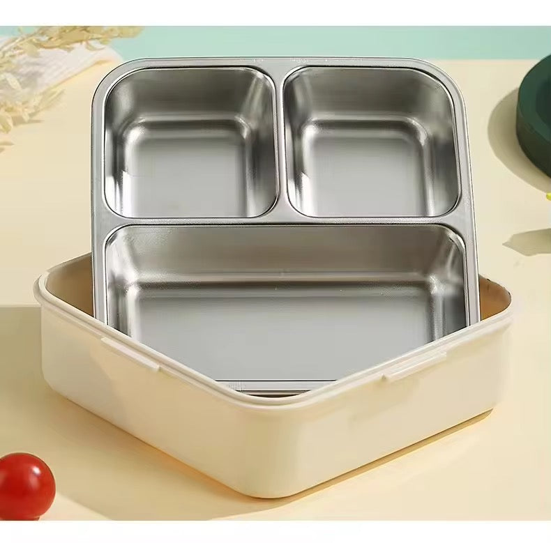 Dino Double Decker Lunch Box with cutlery - KIQOO